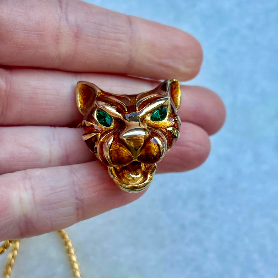 Vintage Tiger Necklace with Givenchy Logo Clasp
