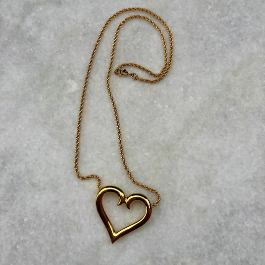 Monet Gold Plated Swirl Cursive Stylised Heart Necklace