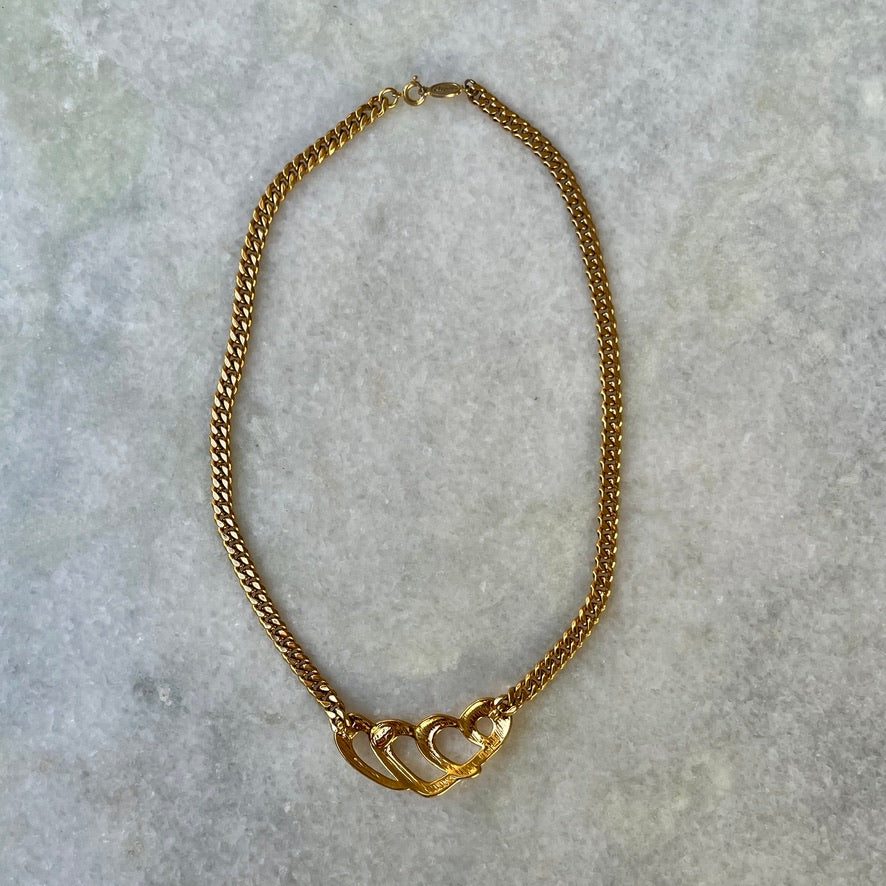 Napier Gold Plated Swirly Heart Necklace