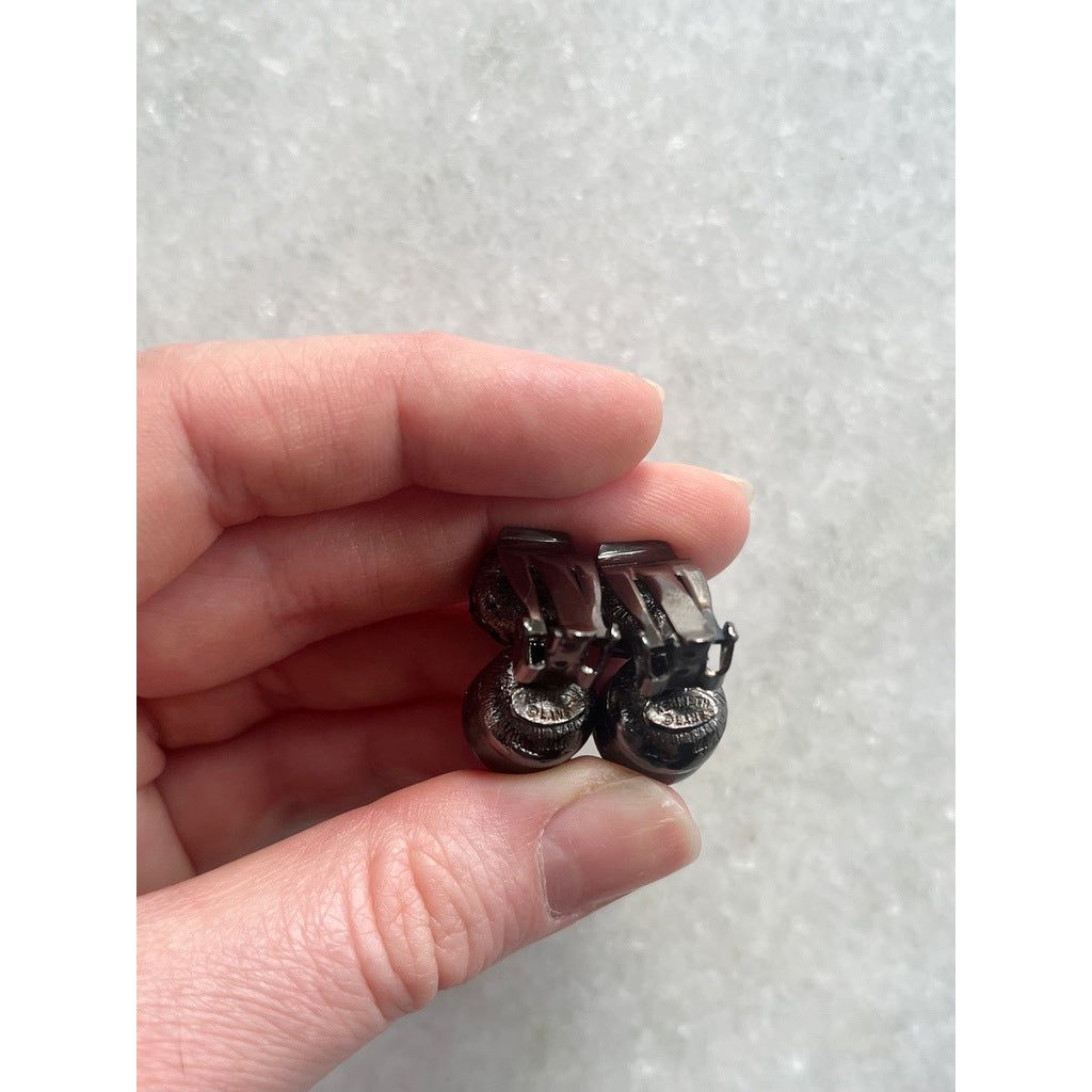 Kenneth Lane Space Grey Faux Pearl and Rhinestone Clip On Earrings