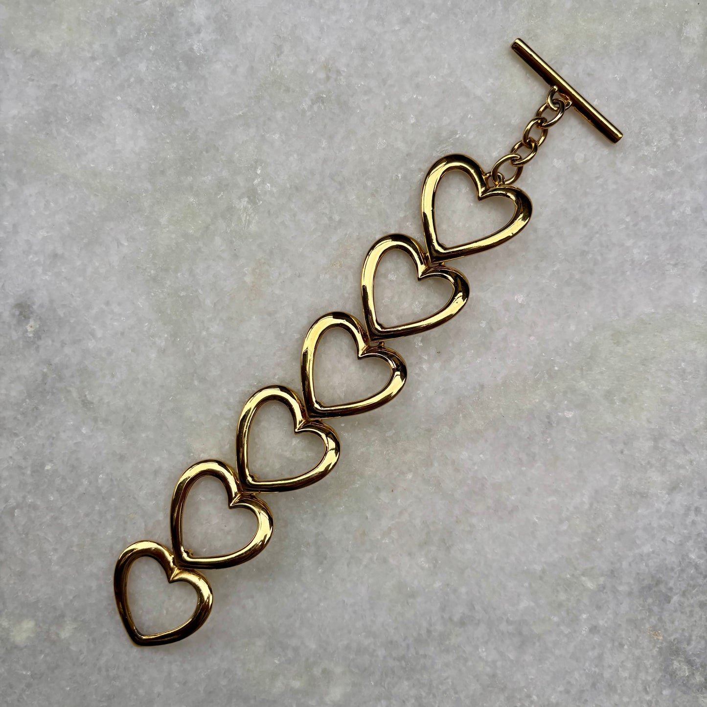 Monet Gold Plated Heart Link T-Bar Bracelet