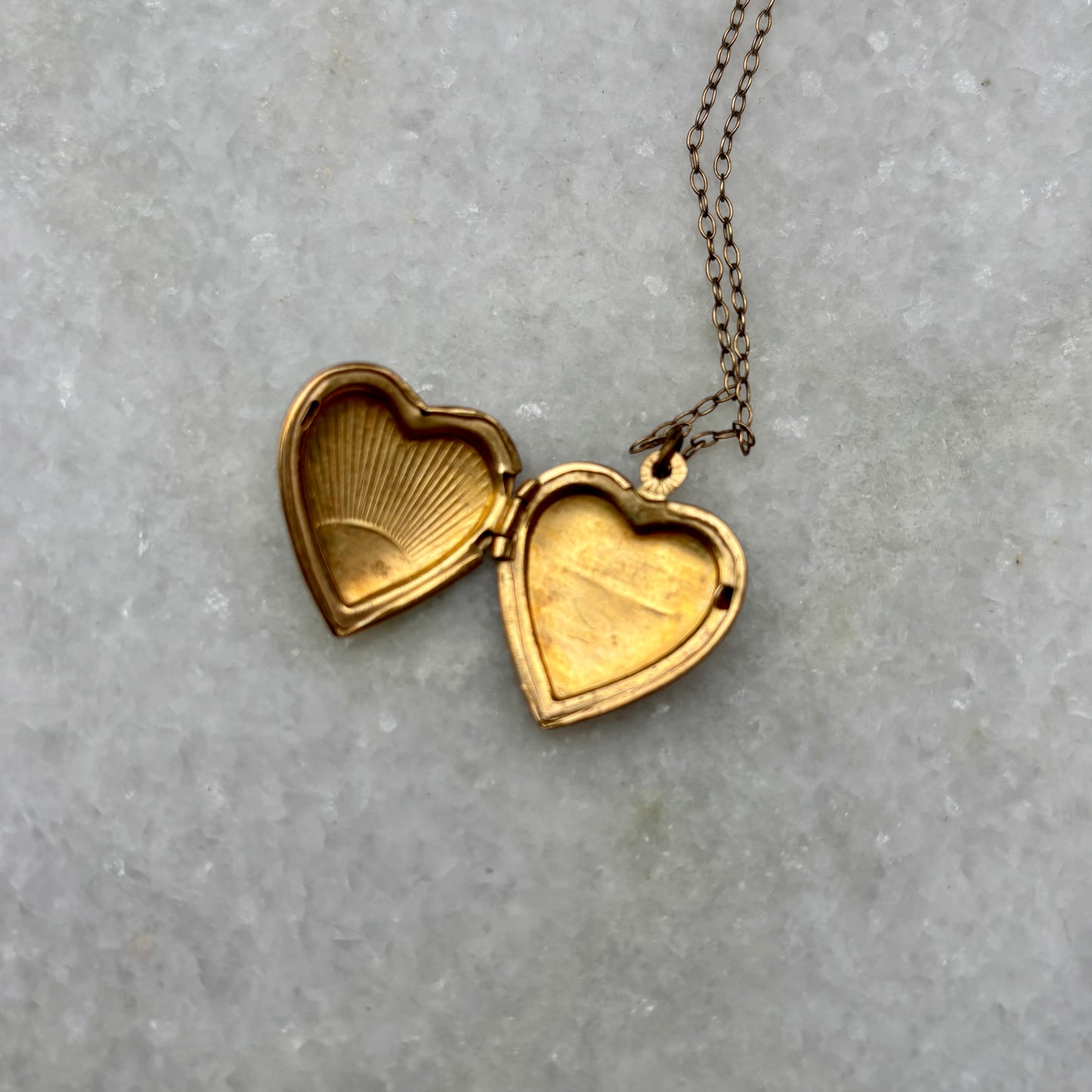 Vintage Floral Painted Gold Plated Heart Locket