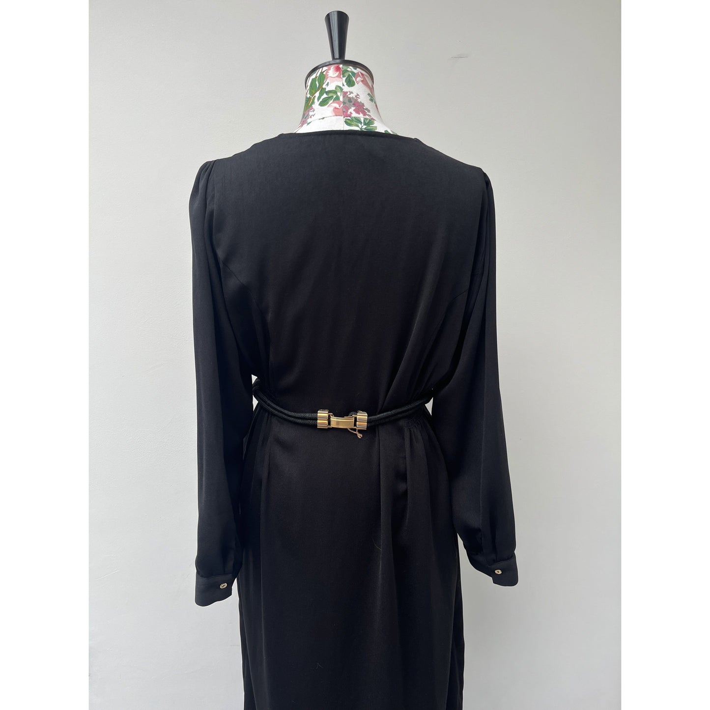 Black, Gold and Rhinestone Plaited Woven Belt by Gutos