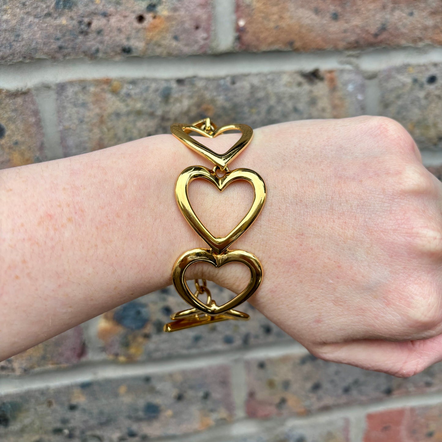 Monet Gold Plated Heart Link T-Bar Bracelet