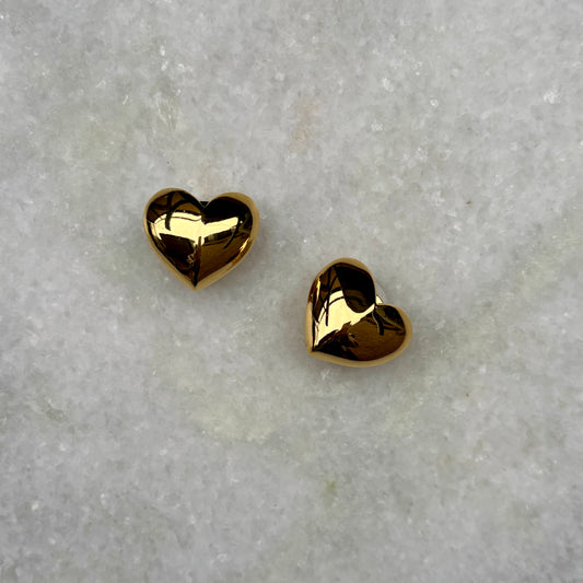 Vintage Monet Gold Plated Heart Clip On Earrings