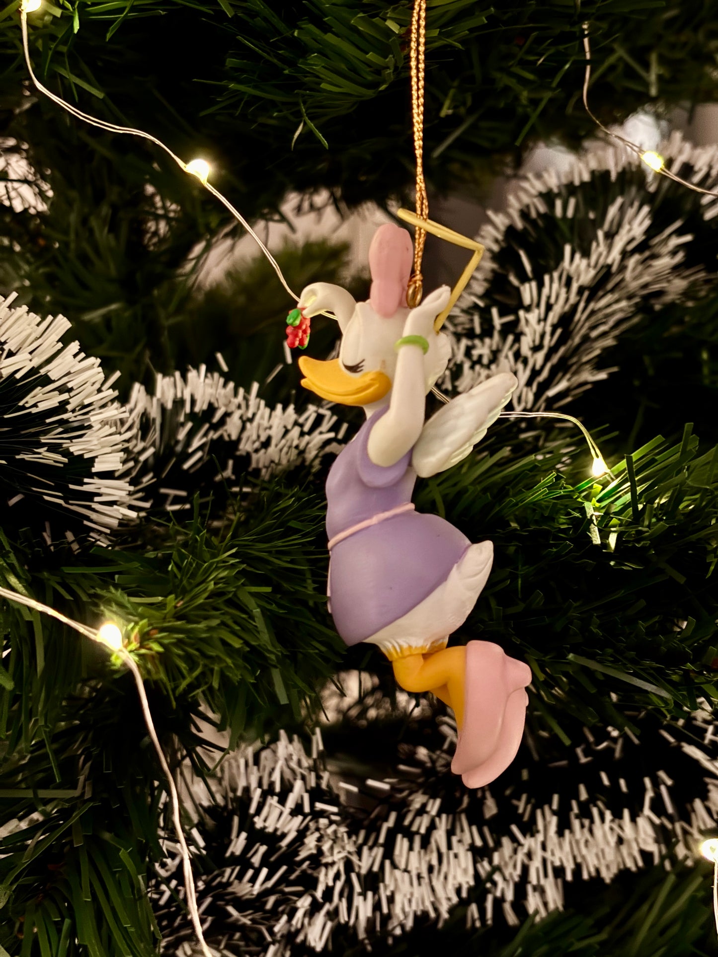 Angel Daisy Duck with Mistletoe Christmas Decoration