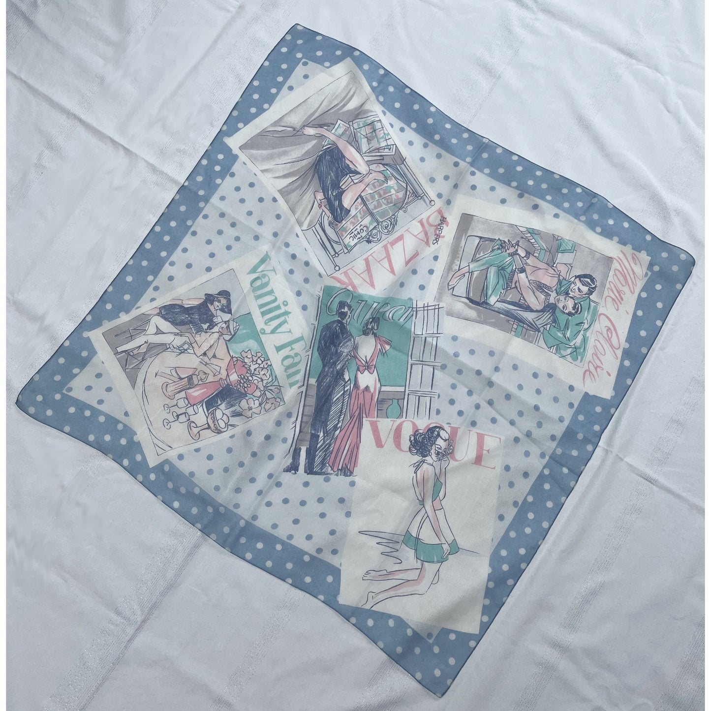 Rare 1960s Vintage Magazine Cover Print Chiffon Scarf
