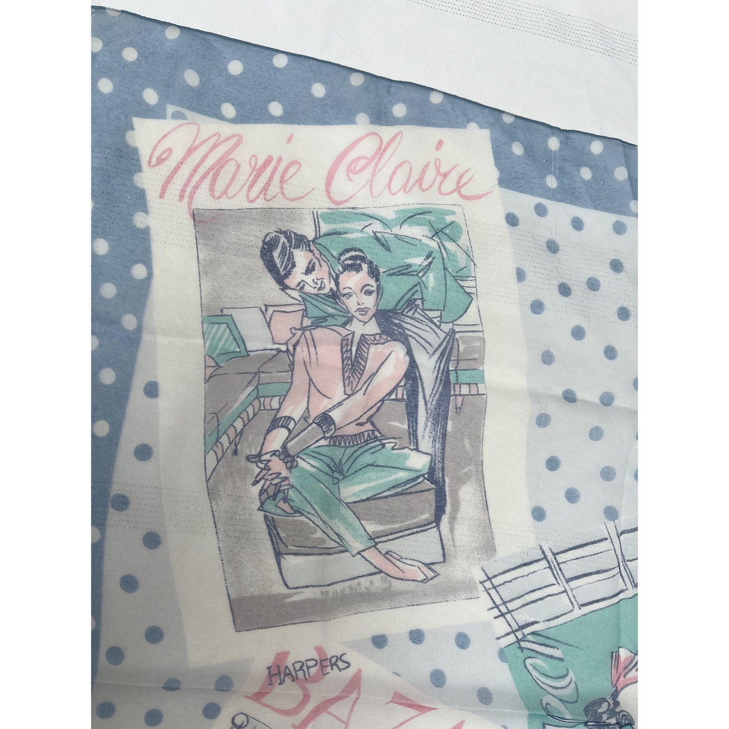 Rare 1960s Vintage Magazine Cover Print Chiffon Scarf