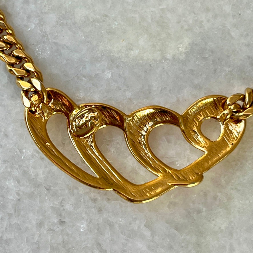 Napier Gold Plated Swirly Heart Necklace
