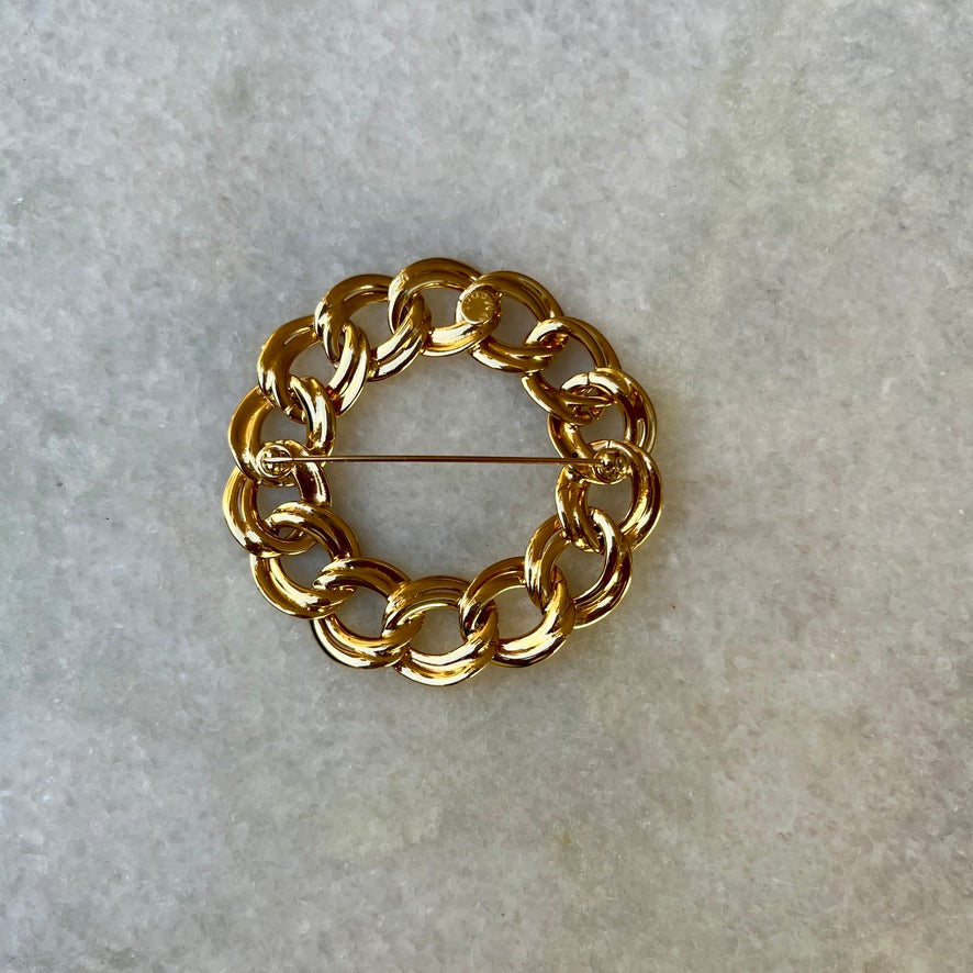 Monet Gold Plated Chunky Chain Wreath Brooch