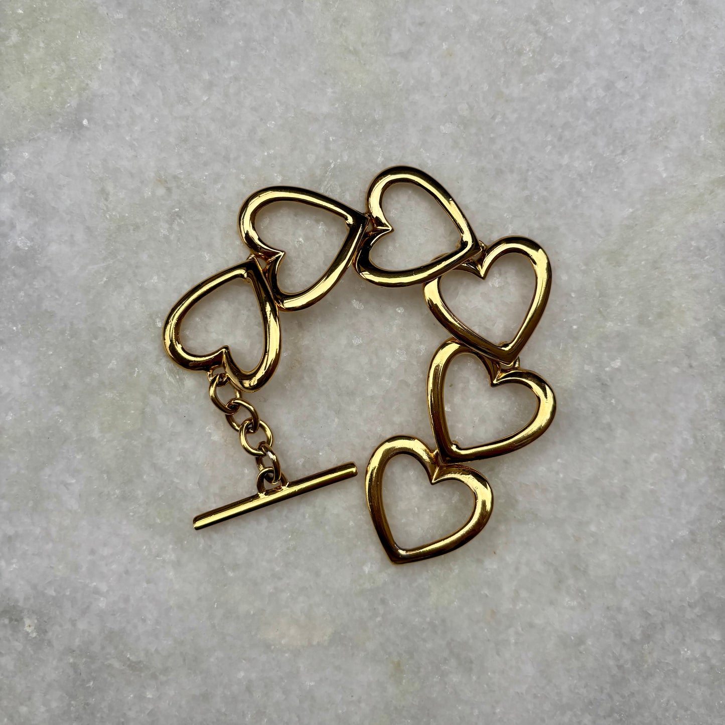 Monet Gold Plated Heart Link T-Bar Bracelet