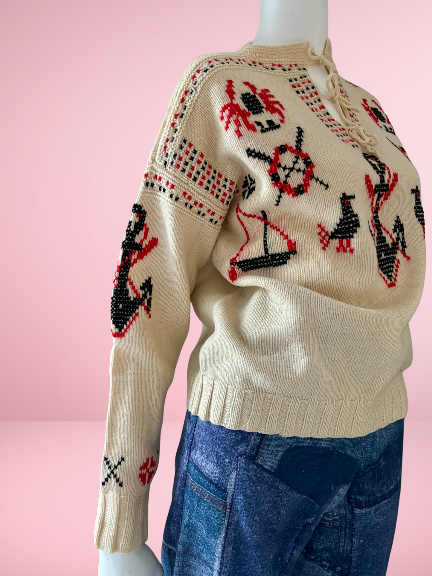 Vintage Knitted Maritime Sea Themed Jumper
