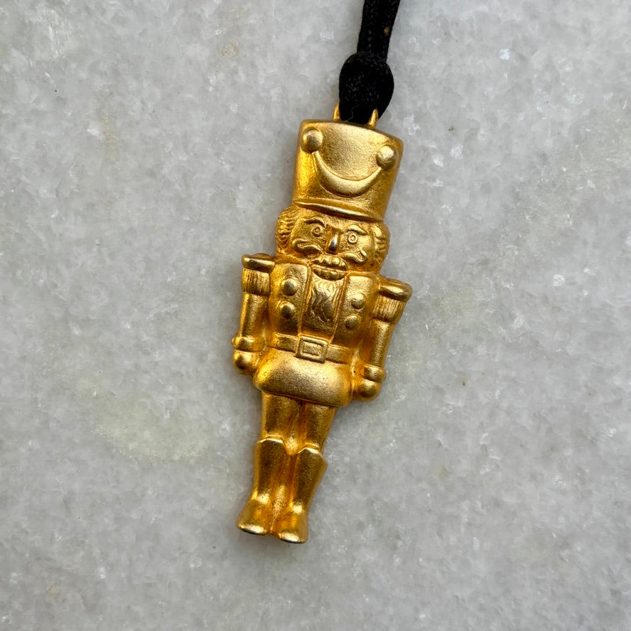 Gold Tone Nutcracker Soldier Pendant
