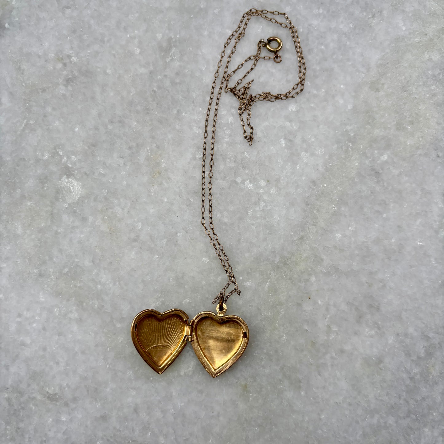 Vintage Floral Painted Gold Plated Heart Locket