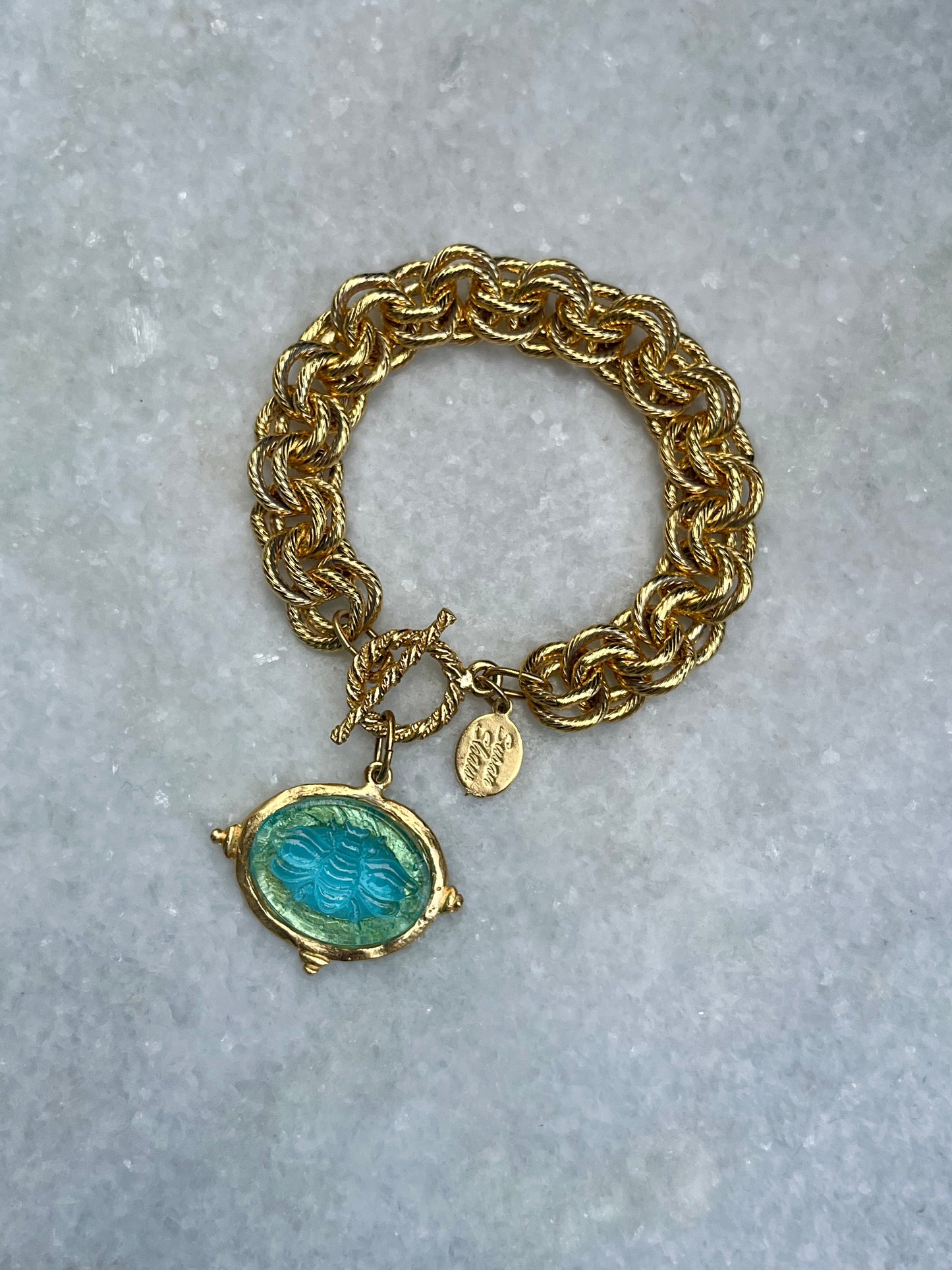 Susan Shaw Gold Plated Venetian Glass Bee Bracelet