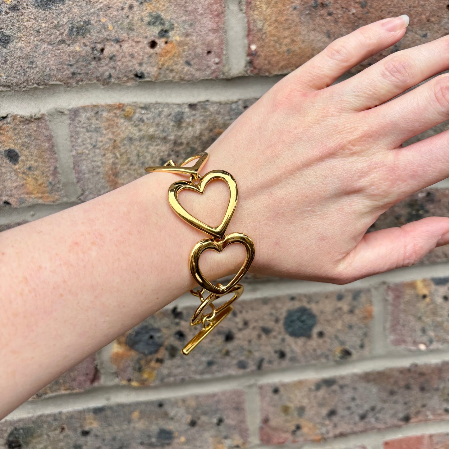 Monet Gold Plated Heart Link T-Bar Bracelet