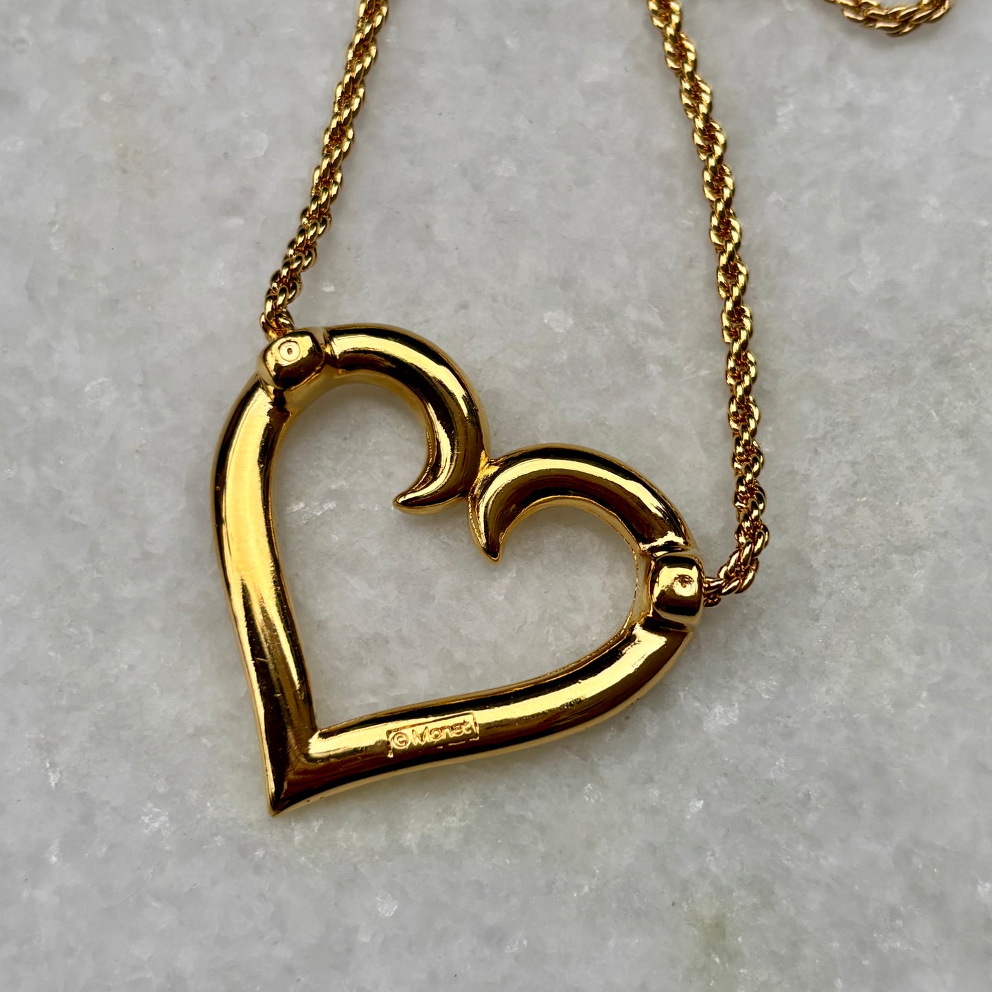 Monet Gold Plated Swirl Cursive Stylised Heart Necklace