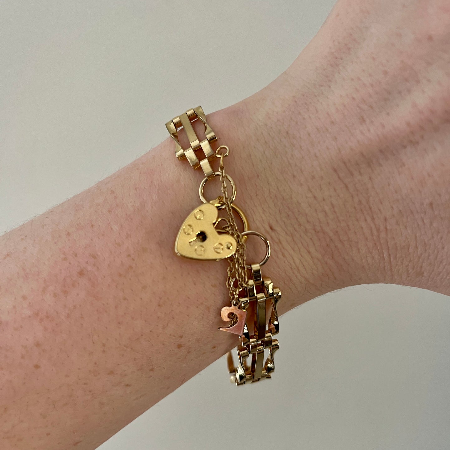 Pierre Cardin Gate Link Heart Padlock Charm Bracelet