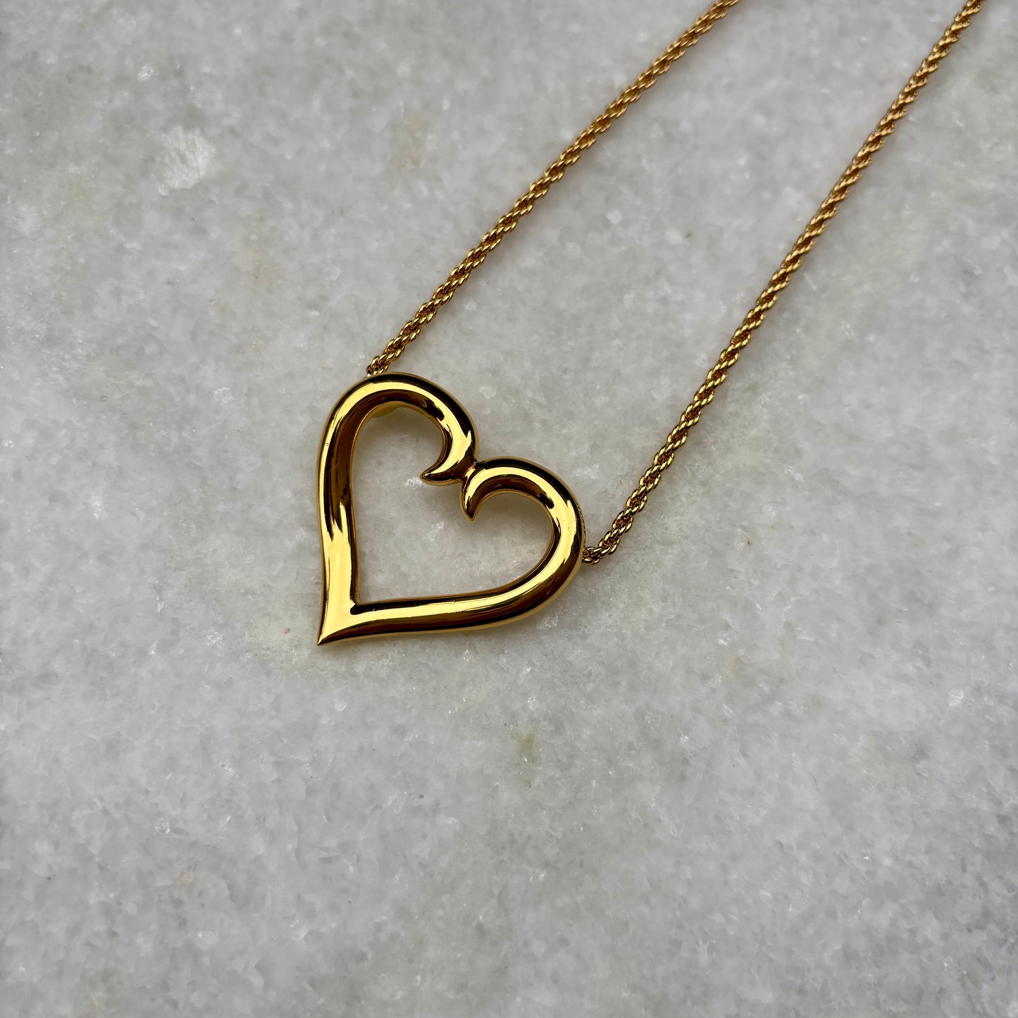 Monet Gold Plated Swirl Cursive Stylised Heart Necklace