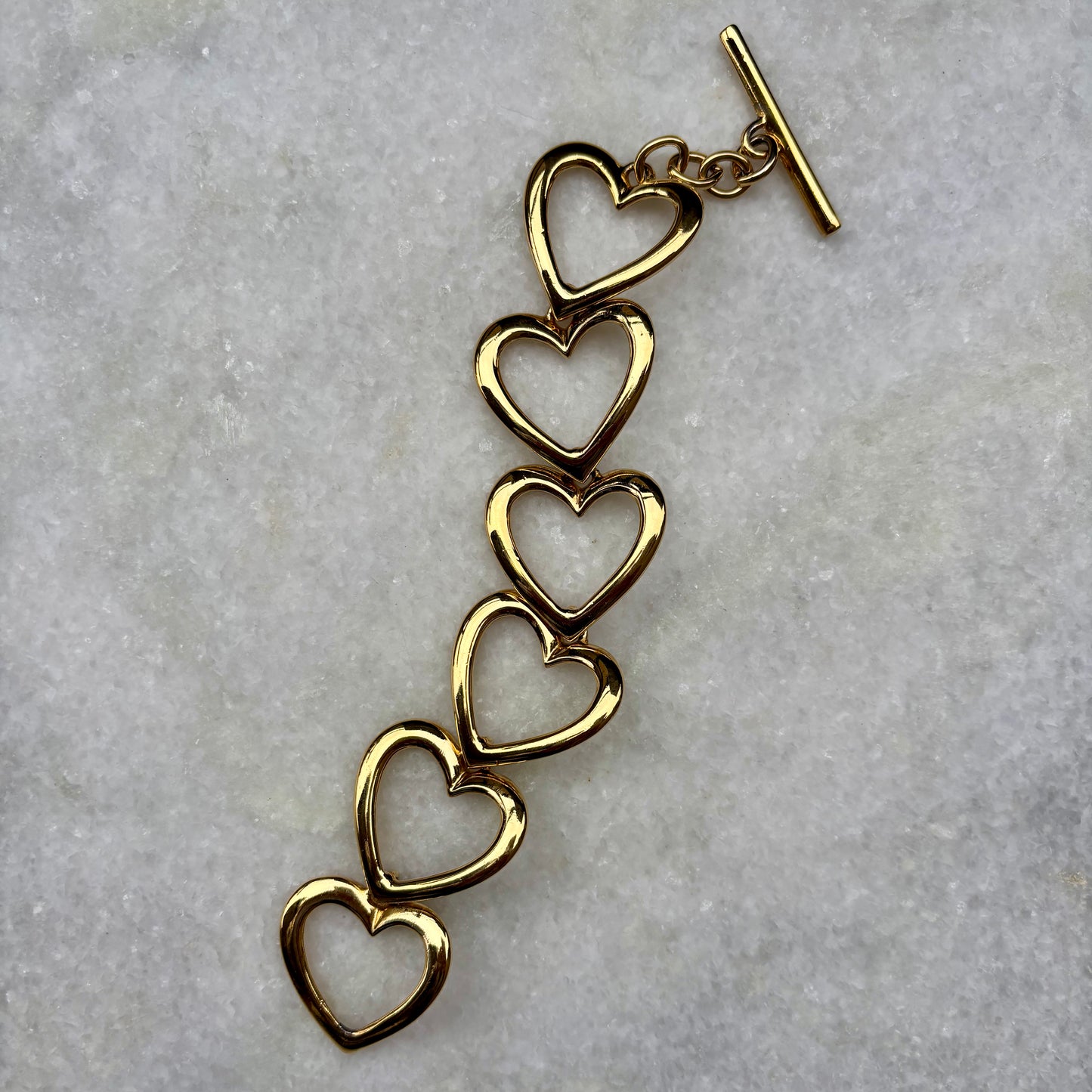 Monet Gold Plated Heart Link T-Bar Bracelet