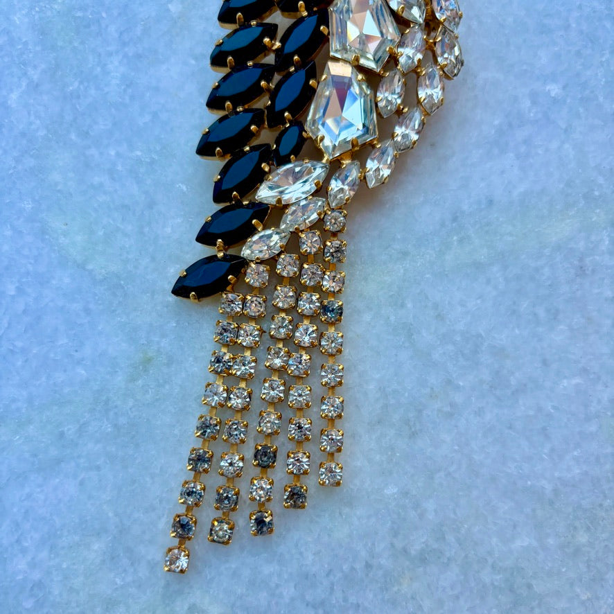 Vintage Sparkling Bird Brooch Statement Jewellery