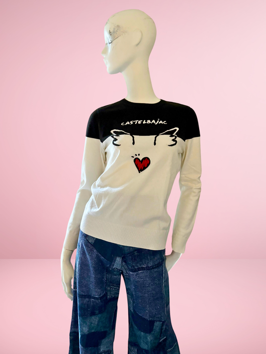 Vintage Castelbajac Heart and Wings Angel Stretch Knit Sweater Jumper