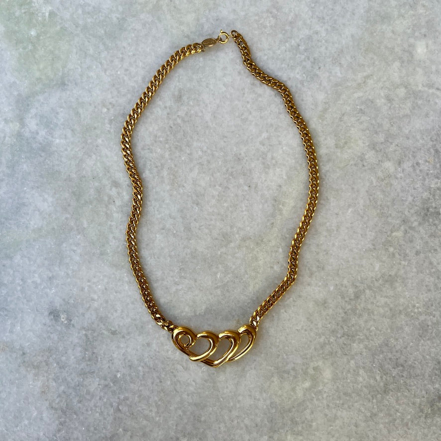 Napier Gold Plated Swirly Heart Necklace