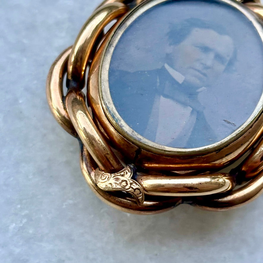 Antique Victorian Pinchbeck Swivel Mourning Brooch