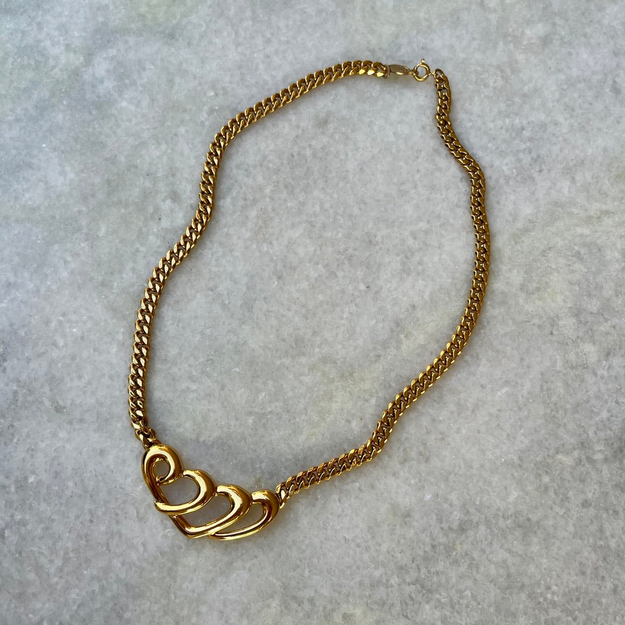 Napier Gold Plated Swirly Heart Necklace