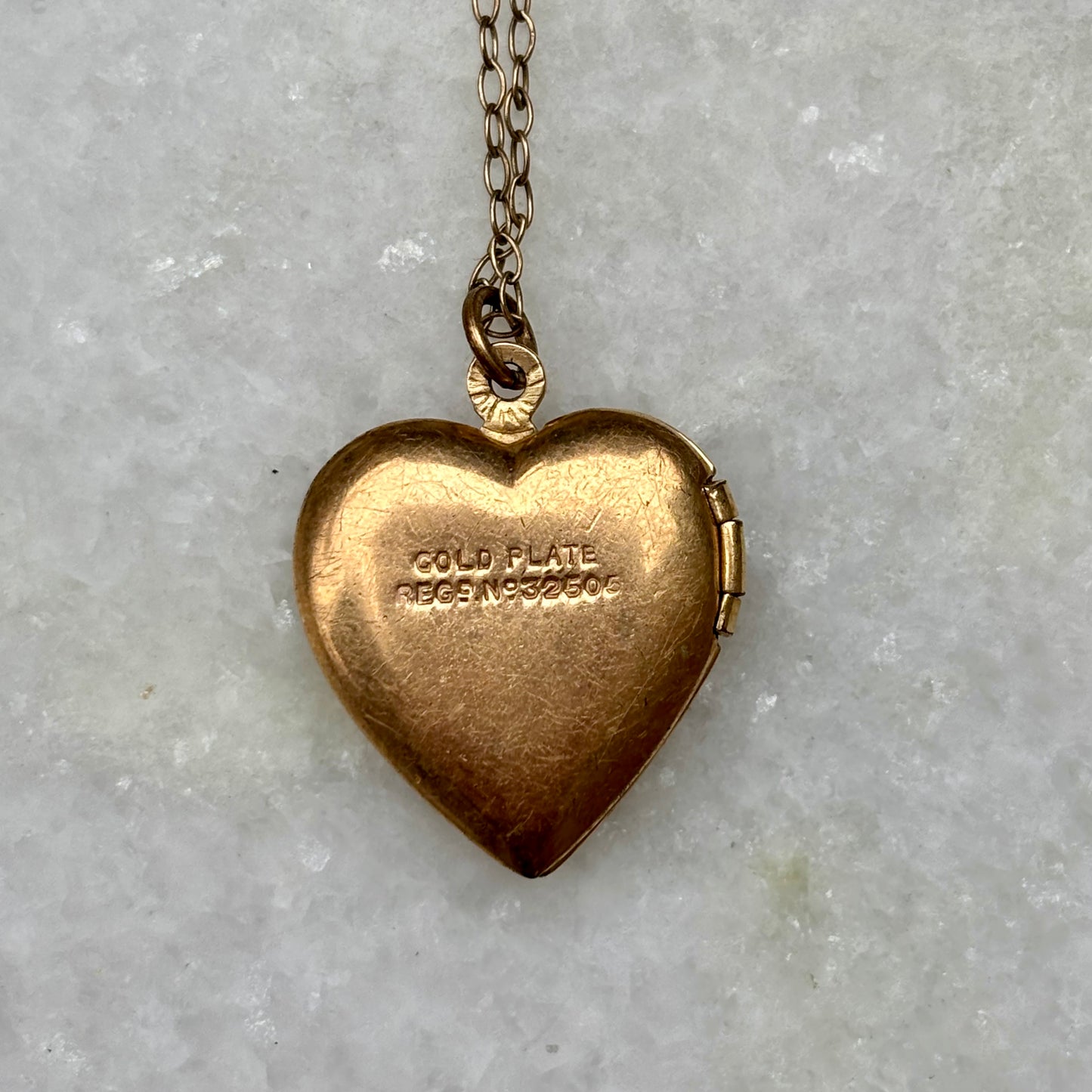 Vintage Floral Painted Gold Plated Heart Locket