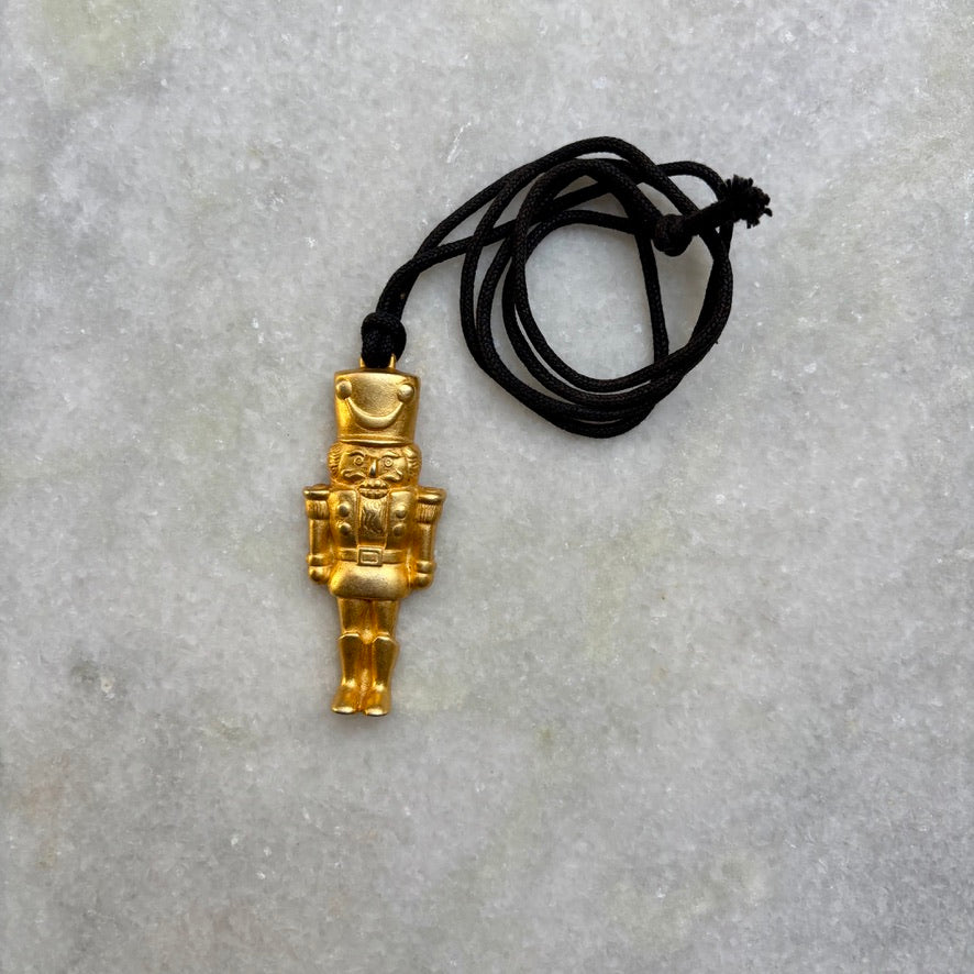 Gold Tone Nutcracker Soldier Pendant
