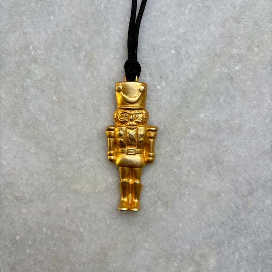 Gold Tone Nutcracker Soldier Pendant