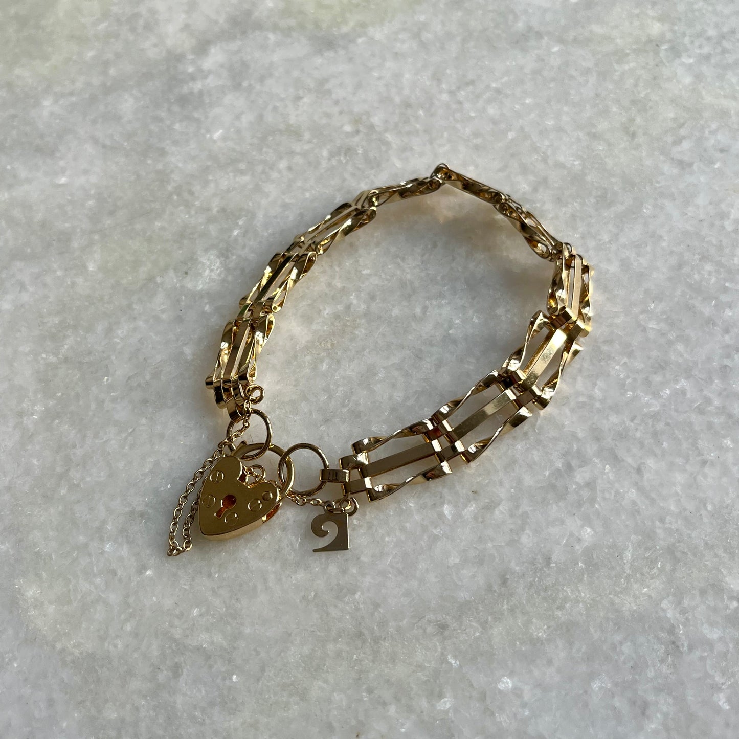 Pierre Cardin Gate Link Heart Padlock Charm Bracelet