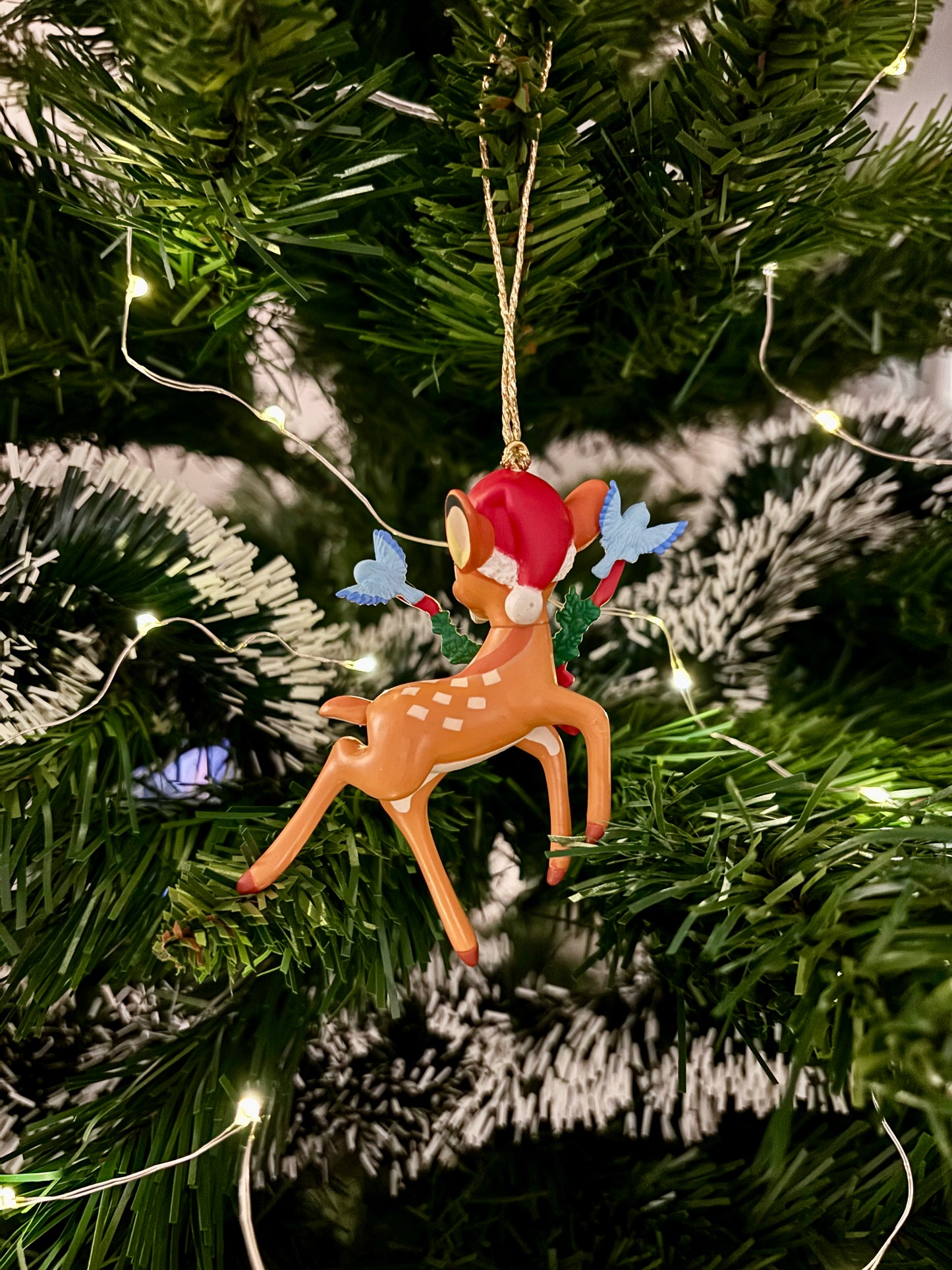 Bambi with Winter Hat and Garland Christmas Decoration