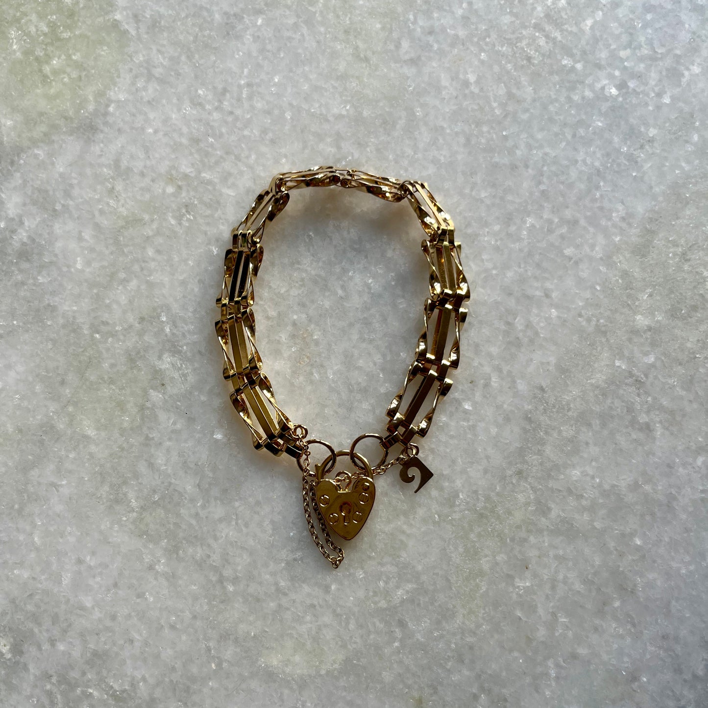 Pierre Cardin Gate Link Heart Padlock Charm Bracelet