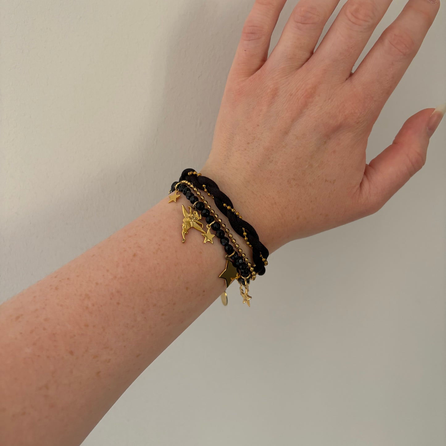 Disney Couture Black and Gold Tinkerbell Charm Bracelet