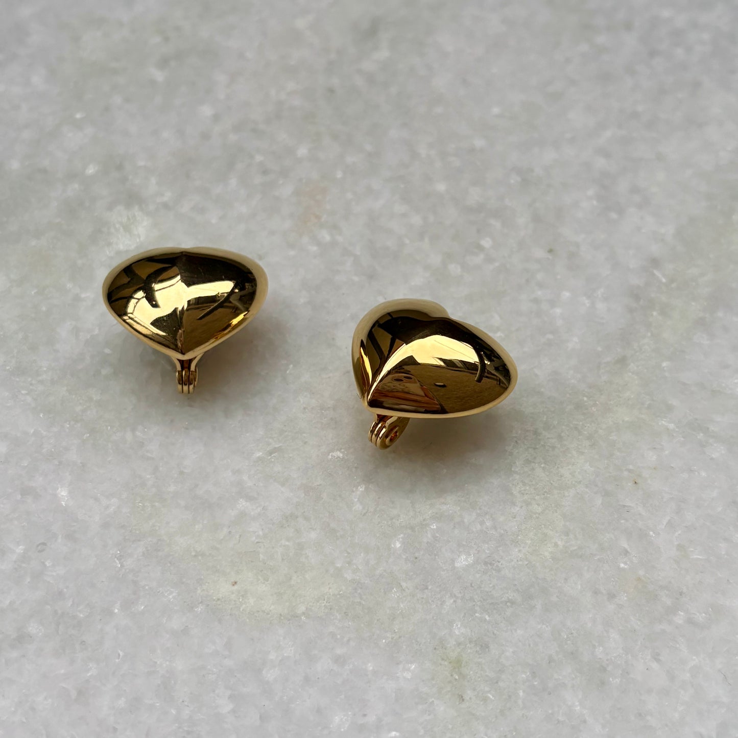 Vintage Monet Gold Plated Heart Clip On Earrings
