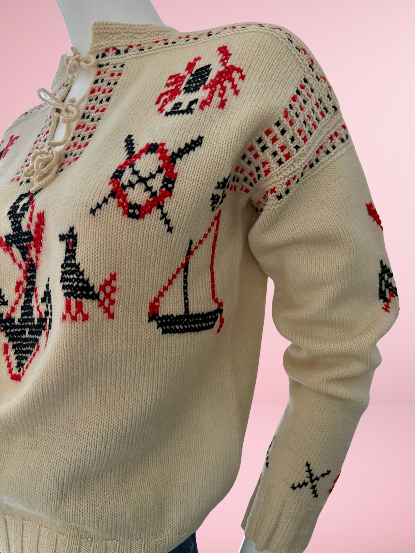 Vintage Knitted Maritime Sea Themed Jumper