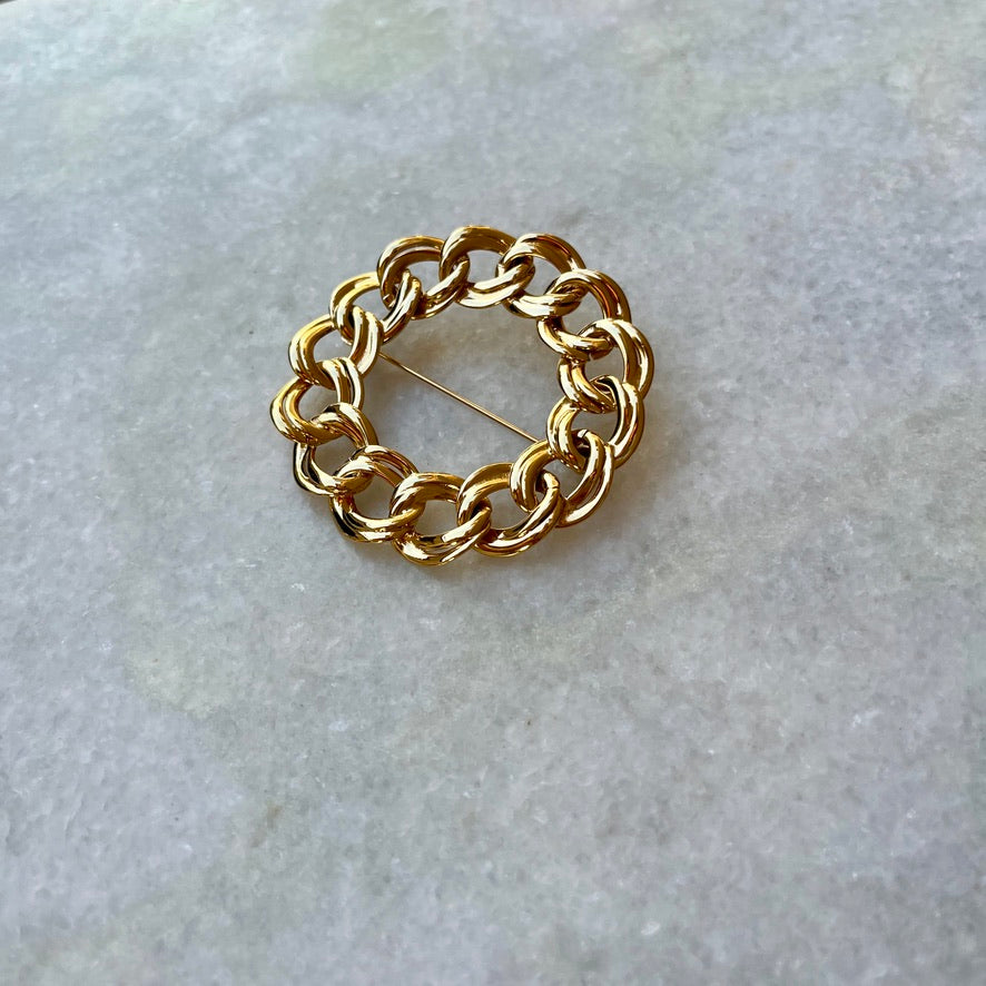 Monet Gold Plated Chunky Chain Wreath Brooch