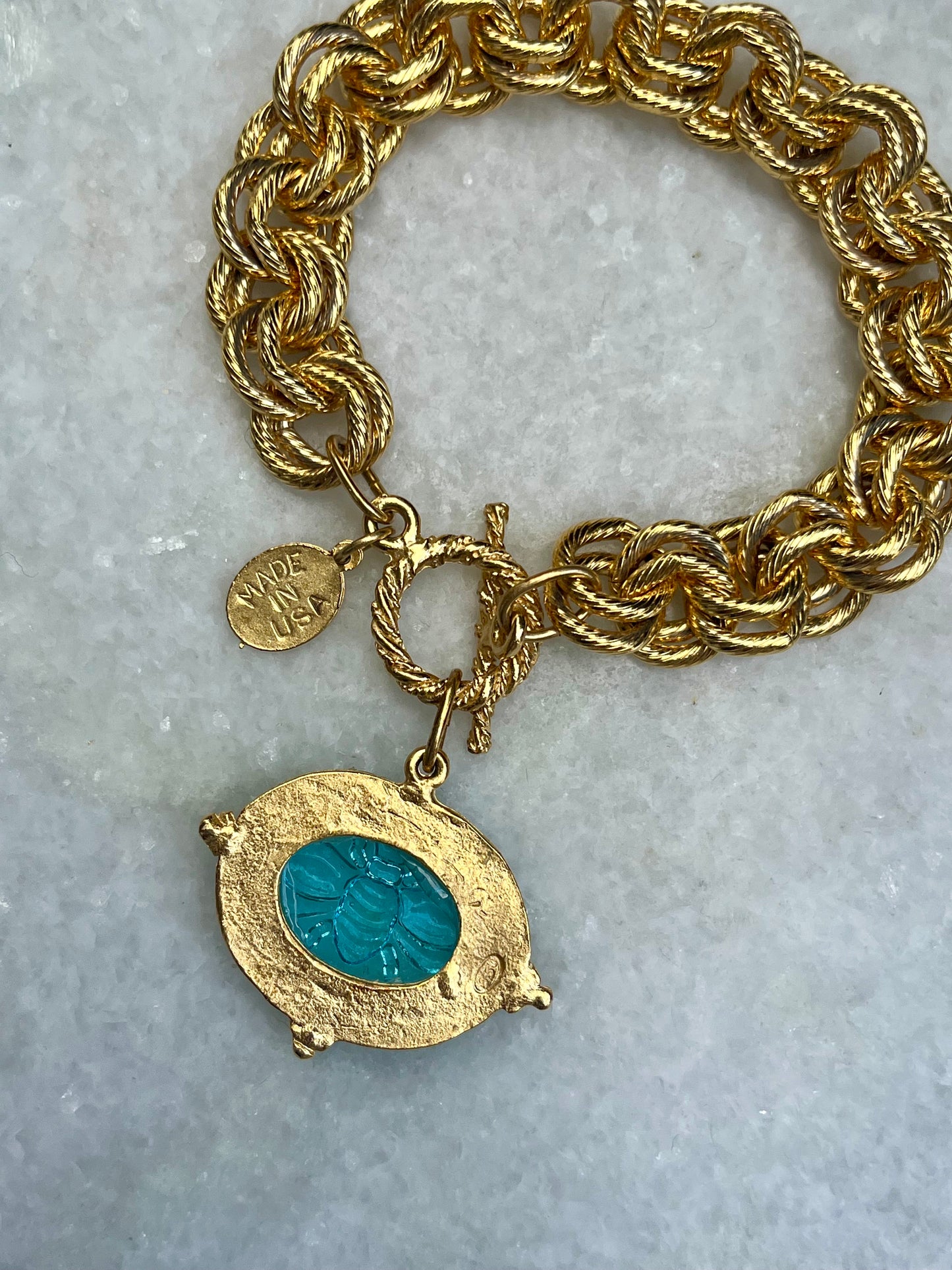 Susan Shaw Gold Plated Venetian Glass Bee Bracelet