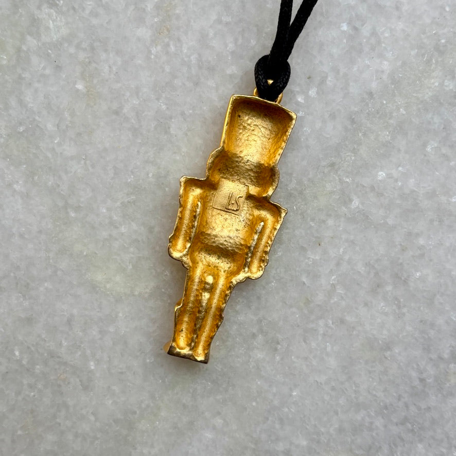 Gold Tone Nutcracker Soldier Pendant