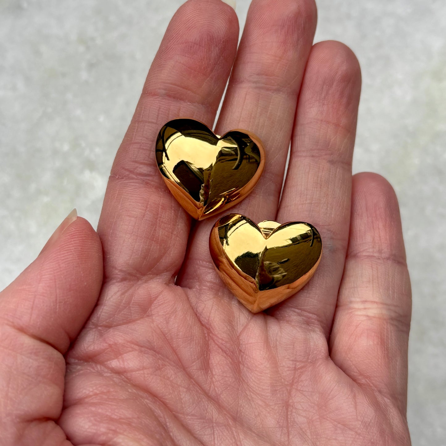 Vintage Monet Gold Plated Heart Clip On Earrings