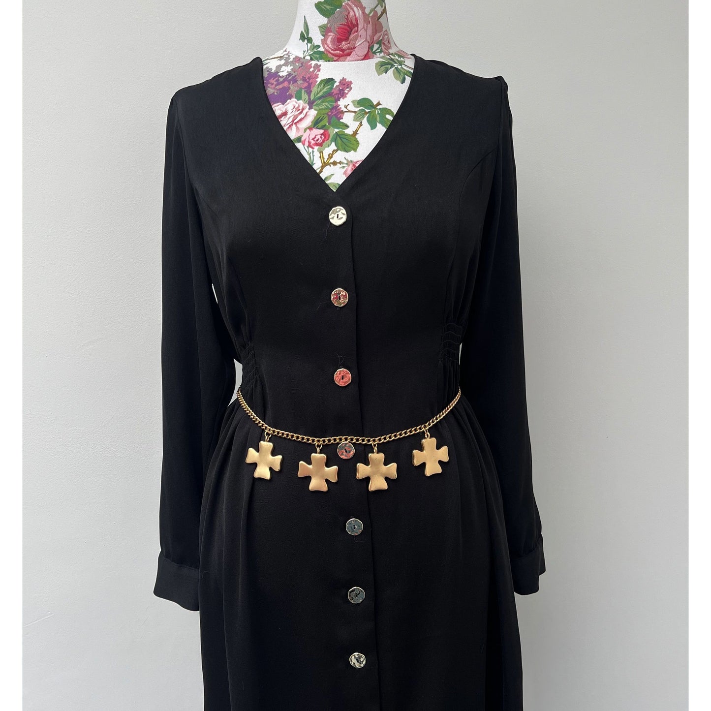 Kenneth Jay Lane Gold Plated Cross Charm Chain Belt