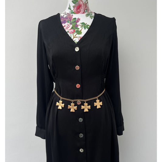 Kenneth Jay Lane Gold Plated Cross Charm Chain Belt