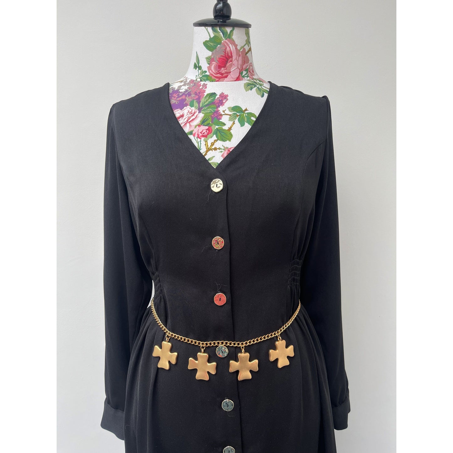 Kenneth Jay Lane Gold Plated Cross Charm Chain Belt