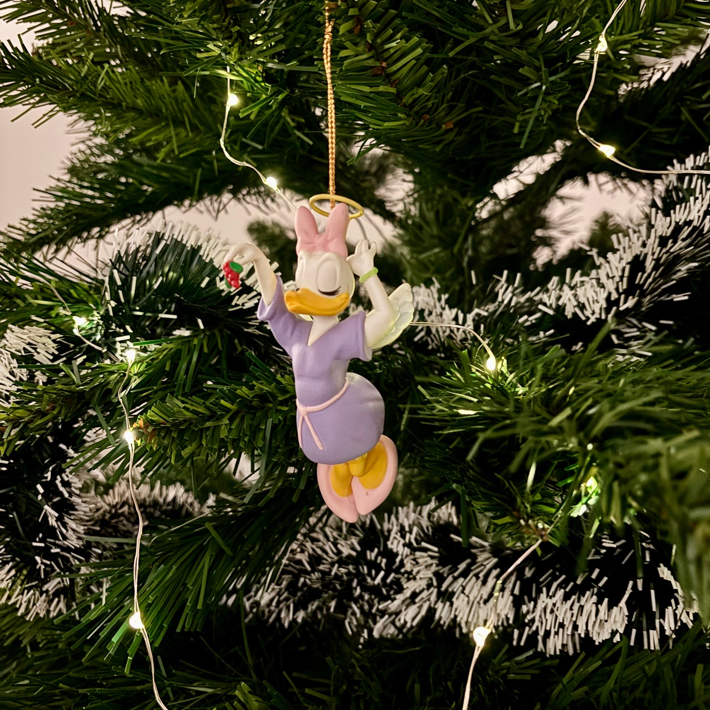 Angel Daisy Duck with Mistletoe Christmas Decoration