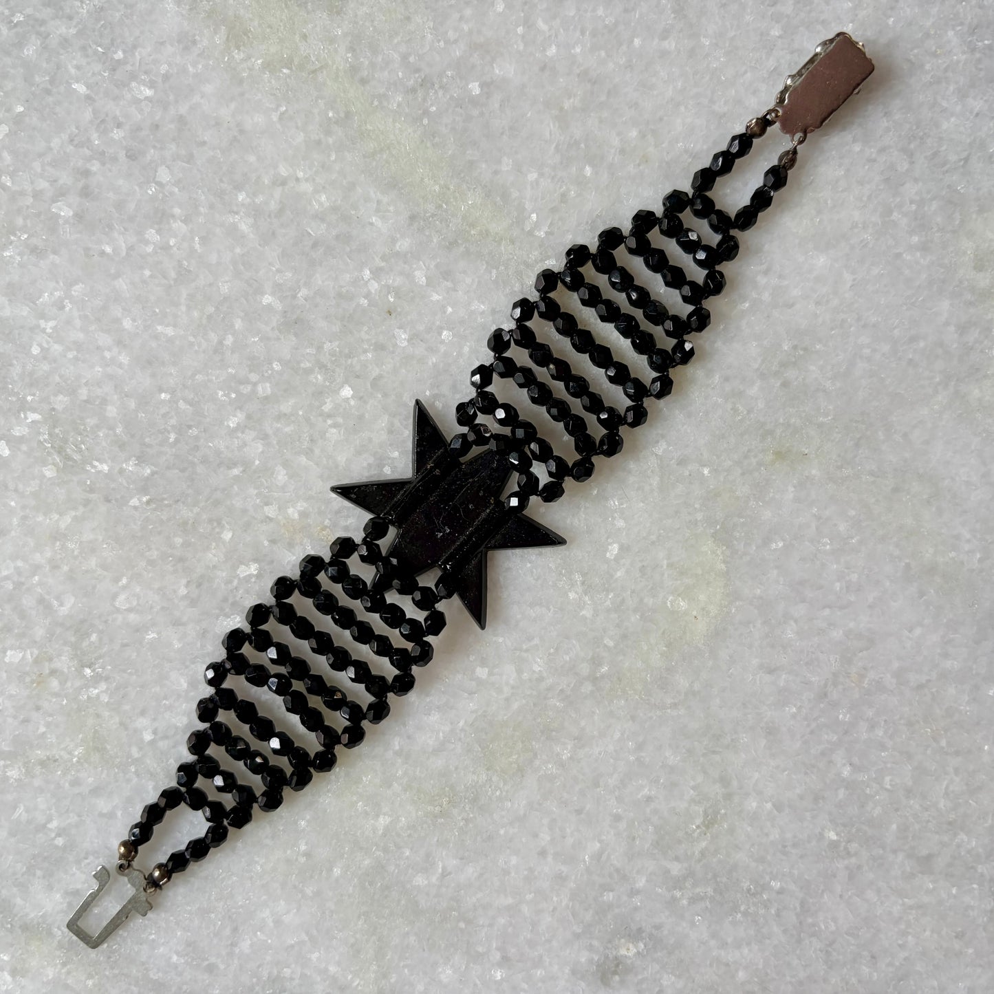 Victorian French Jet Star Beaded Bracelet