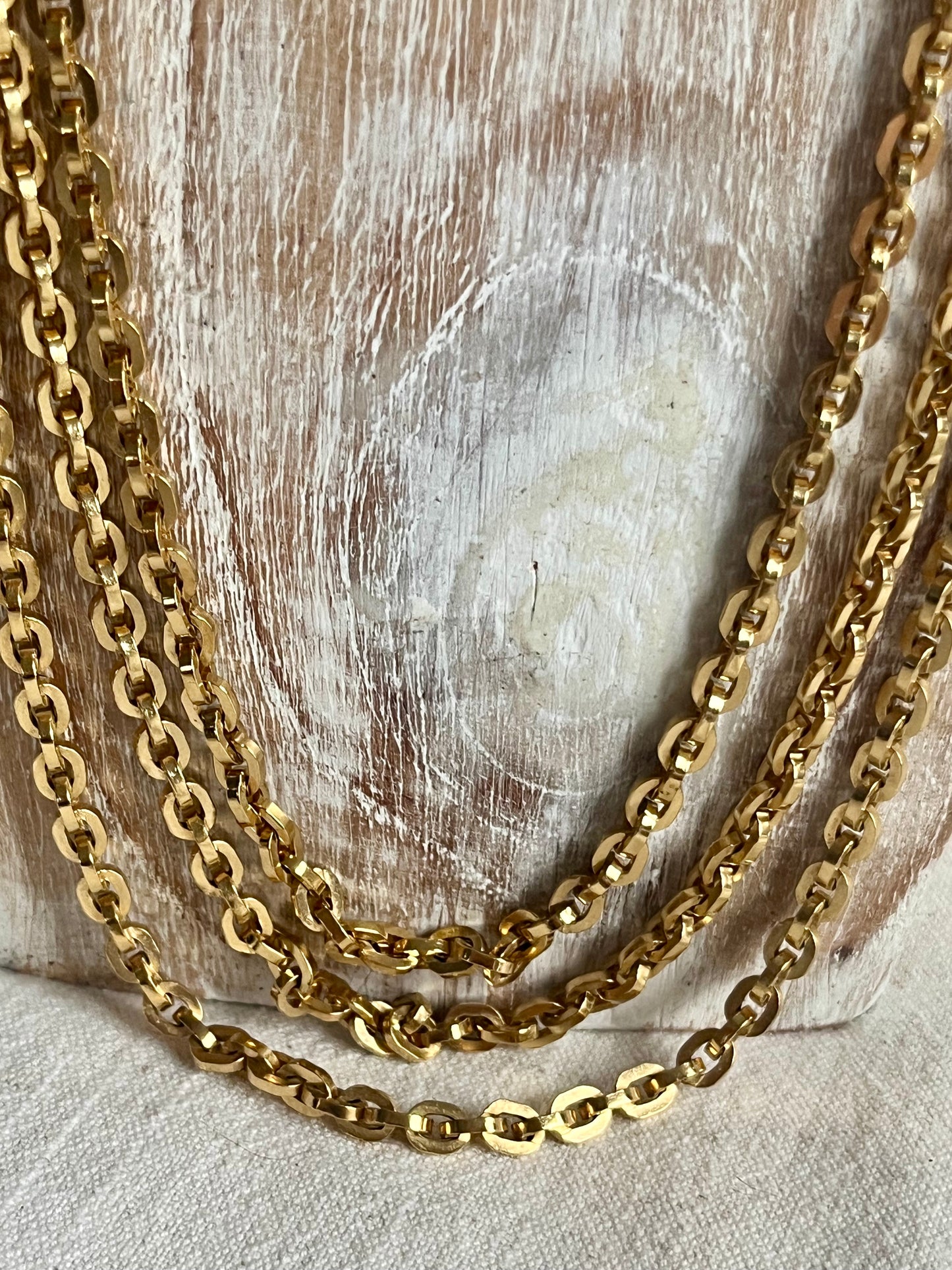 Monet Gold Plated Deco Style Triple Chain Necklace