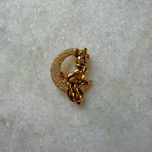 Napier x Disney Daisy Duck on the Moon Rhinestone Brooch