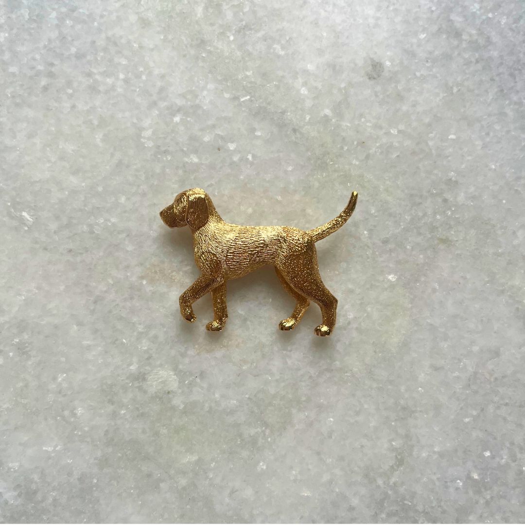 Burberry Gold Plated Labrador Dog Brooch